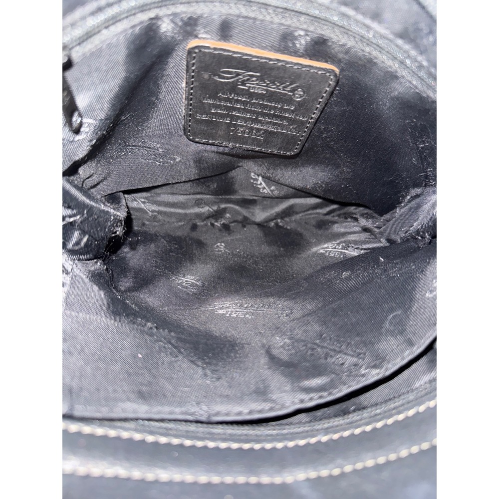 Fossil Black Leather Crossbody Bag Signature Key Charm Organizer 75082 9 x 8 - Picture 8 of 16